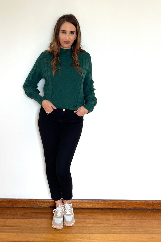 Turtle Neck Cable Knit Forest