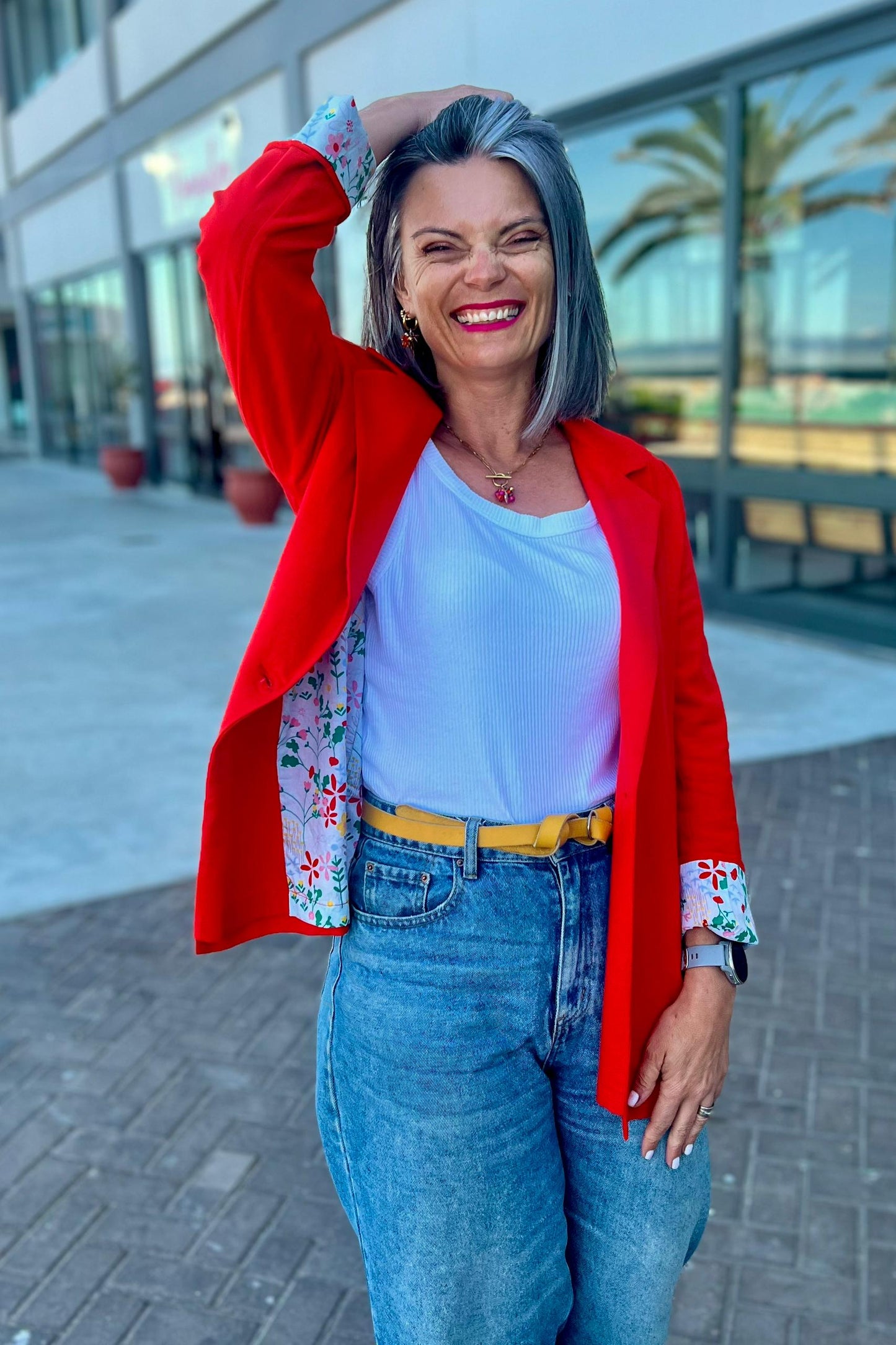 Linen Blazer Red