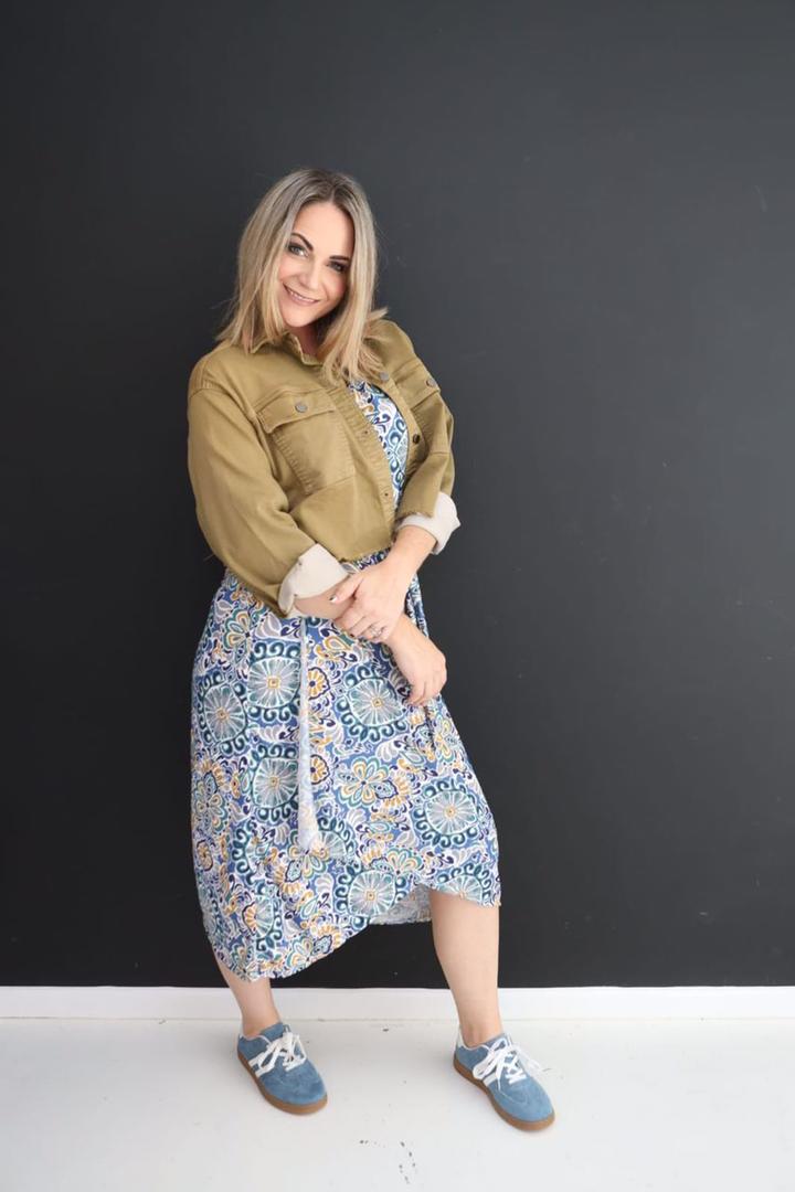 Khaki Distressed Denim Jacket