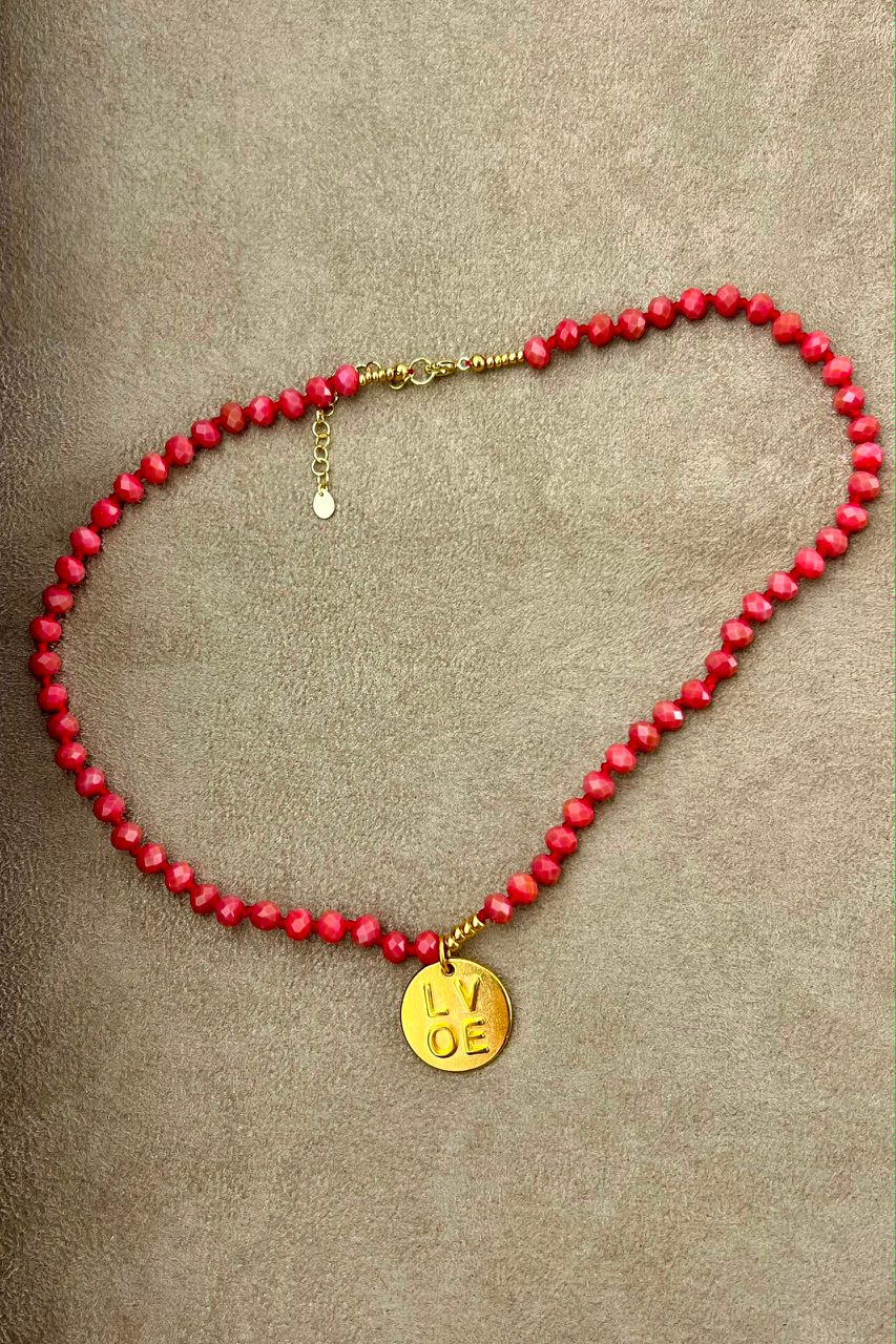 Faded Red Glass Necklace