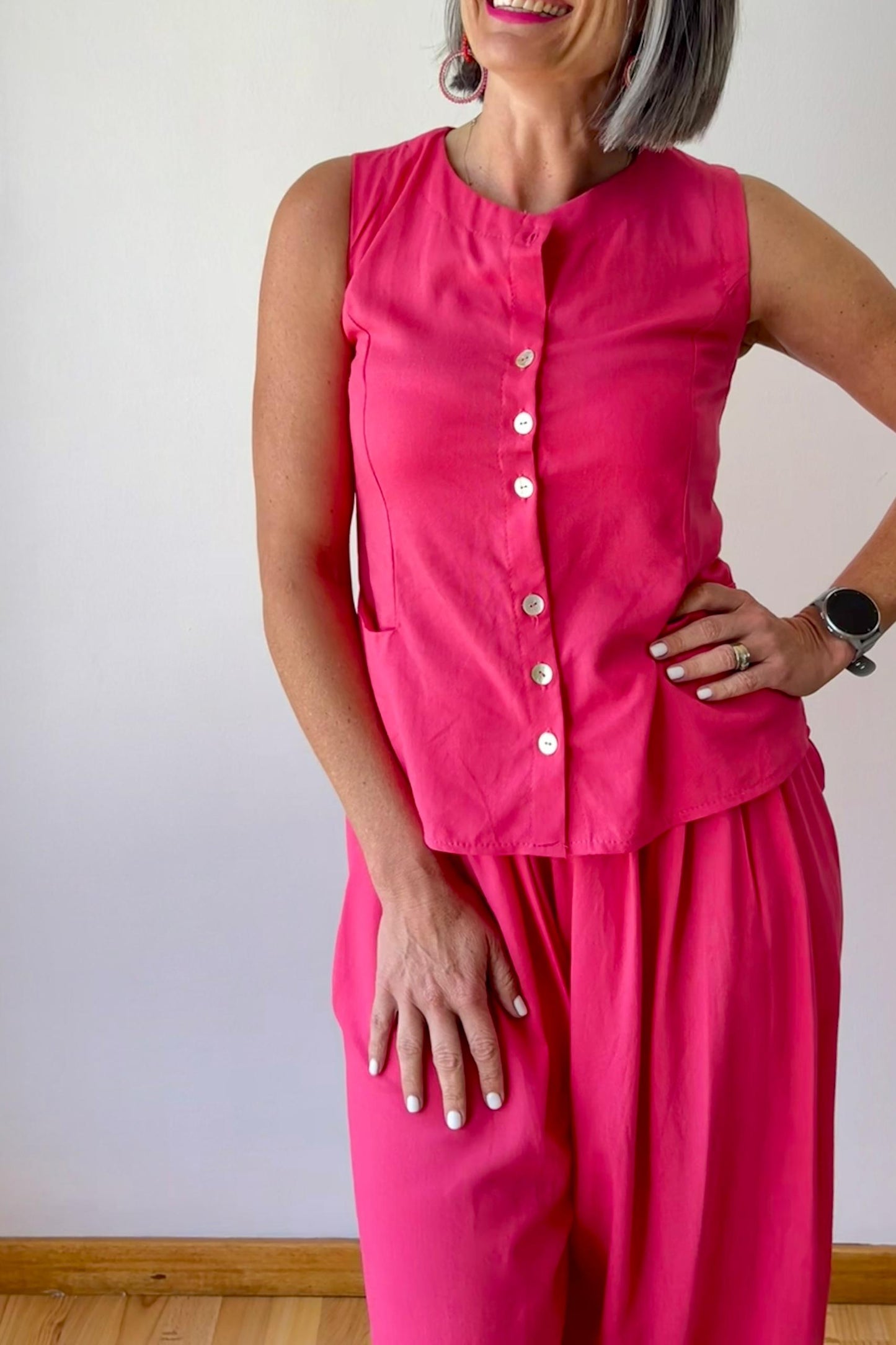 Waistcoat Vest Cherise Pink