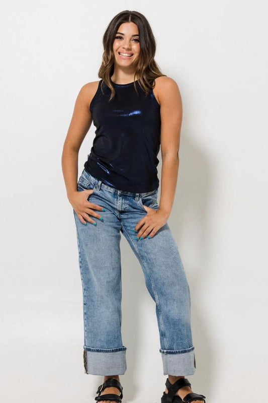 Metallic Shimmer Vest Navy
