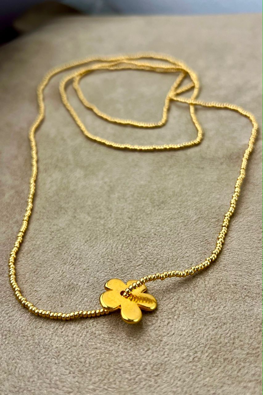 Long Gold Heartstring Necklace