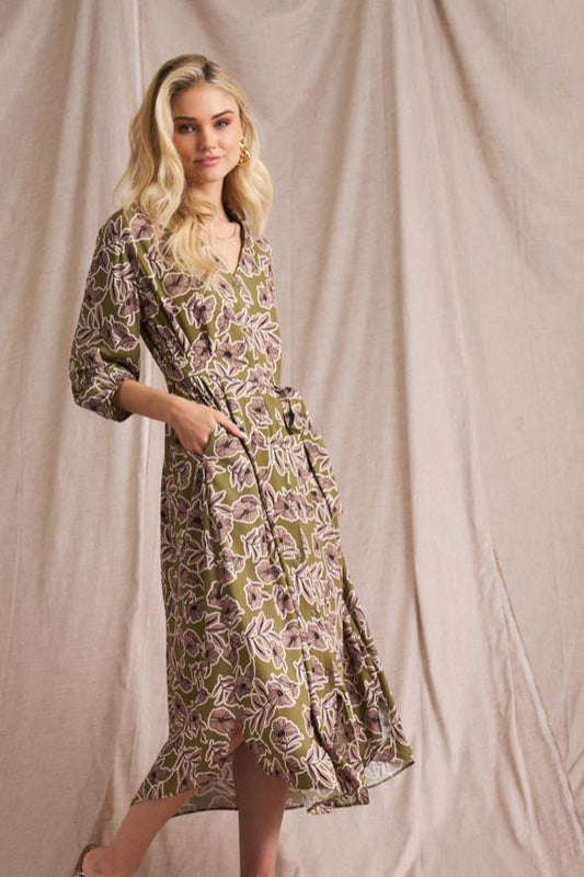 Kerry Shirt Dress Lime Pesto