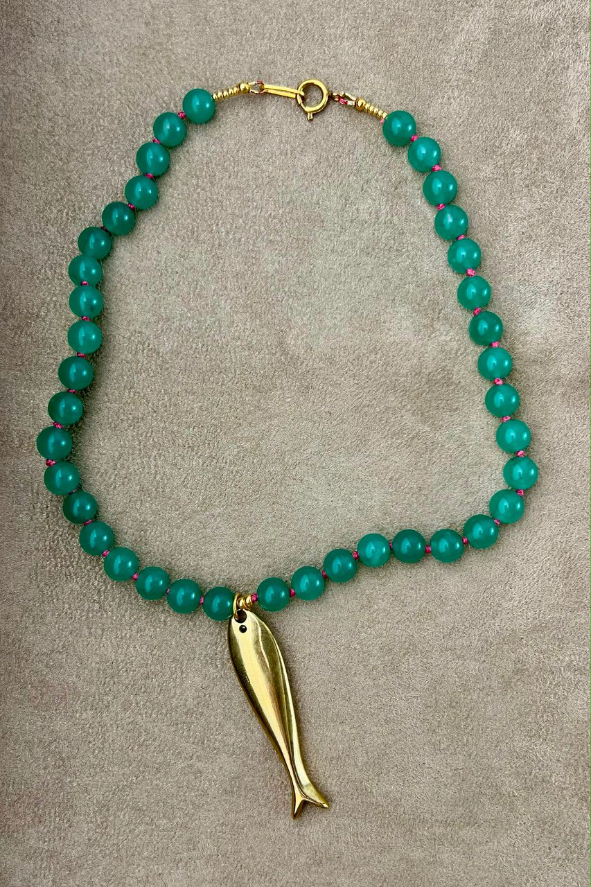 Green Aventurine Necklace On Knotted Pink Cord