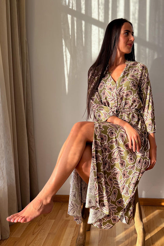 Kerry Shirt Dress Lime Pesto