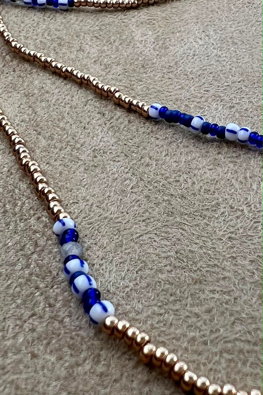 Blue,Labradorite and Champagne Beaded