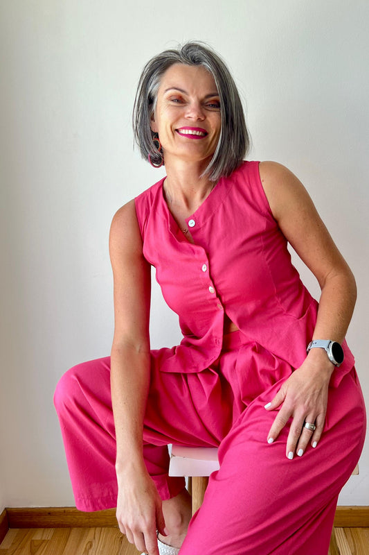 Waistcoat Vest Cherise Pink