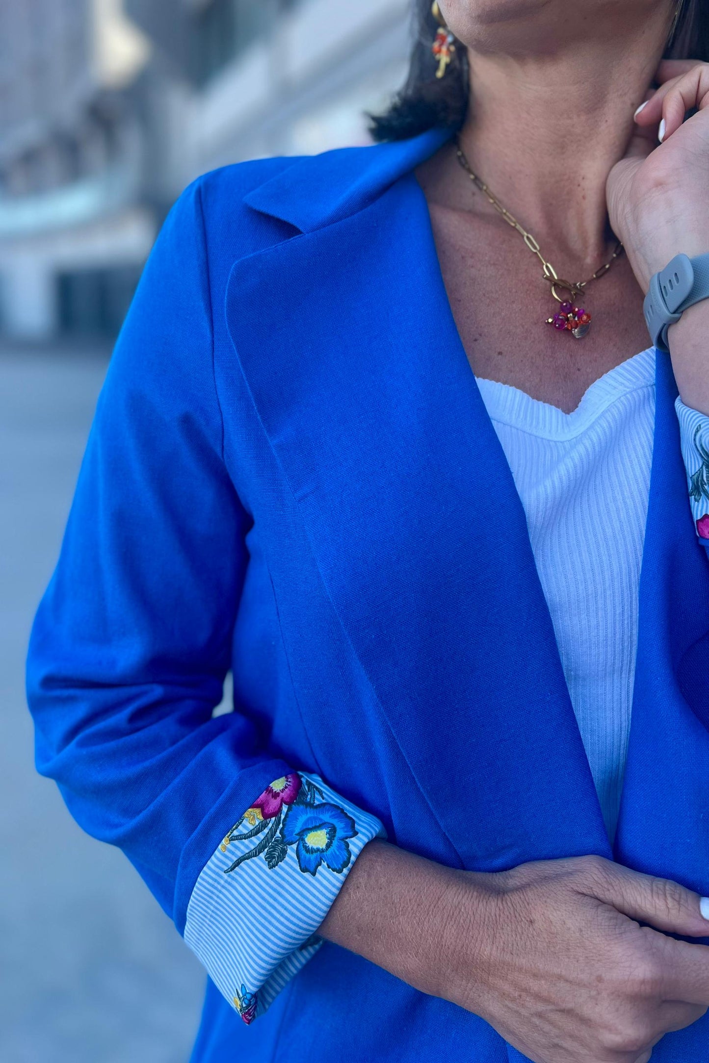 Linen Blazer Blue
