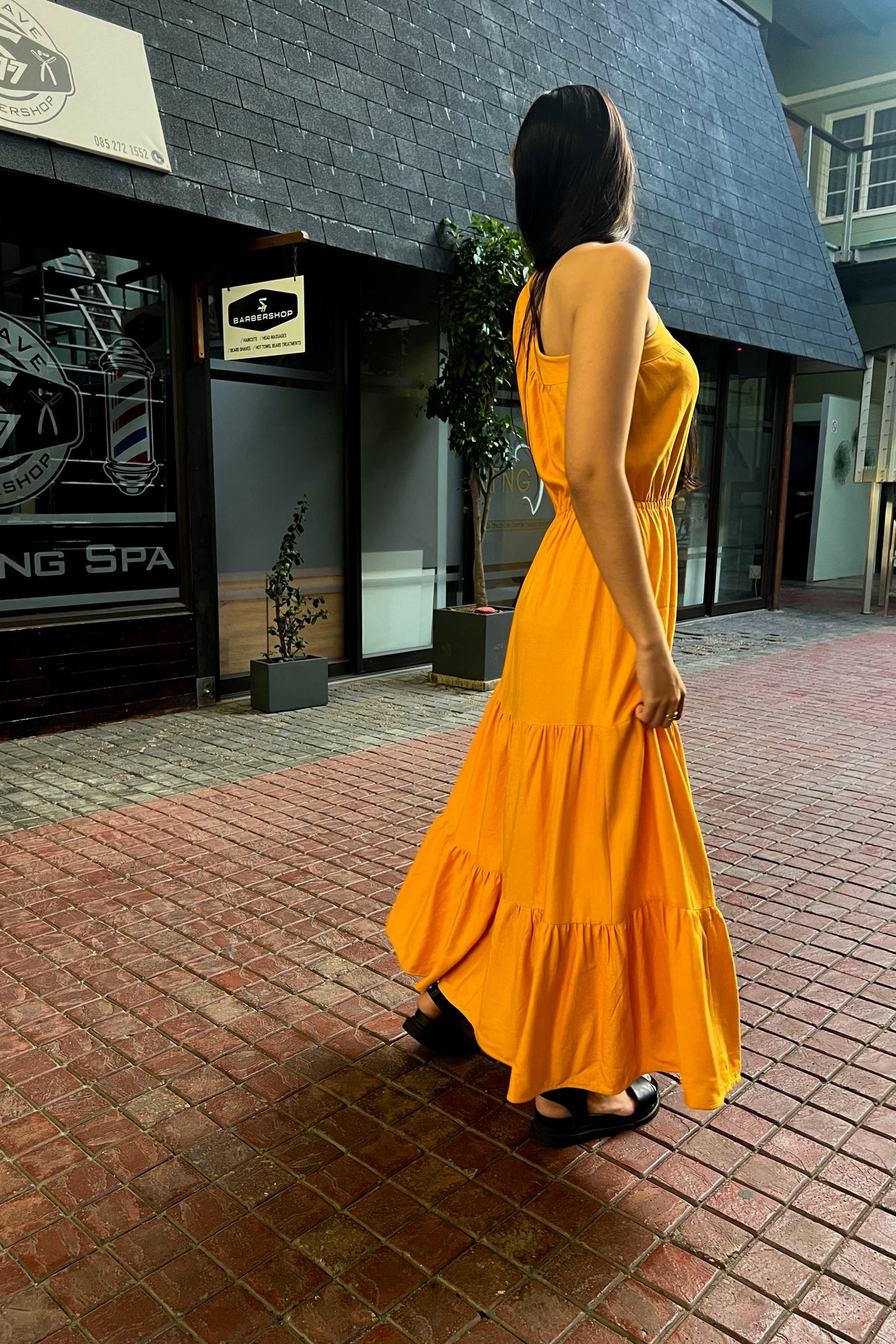 One Shoulder Maxi Dress Golden/Yellow