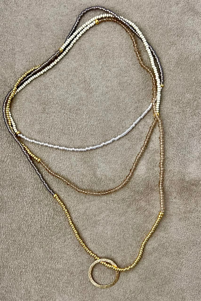 Heartstring Beaded Wrap Necklace With Ring Detail