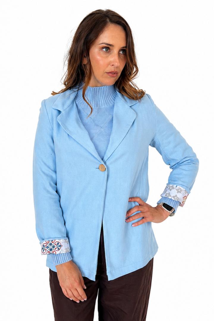 Linen Blazer Baby Blue