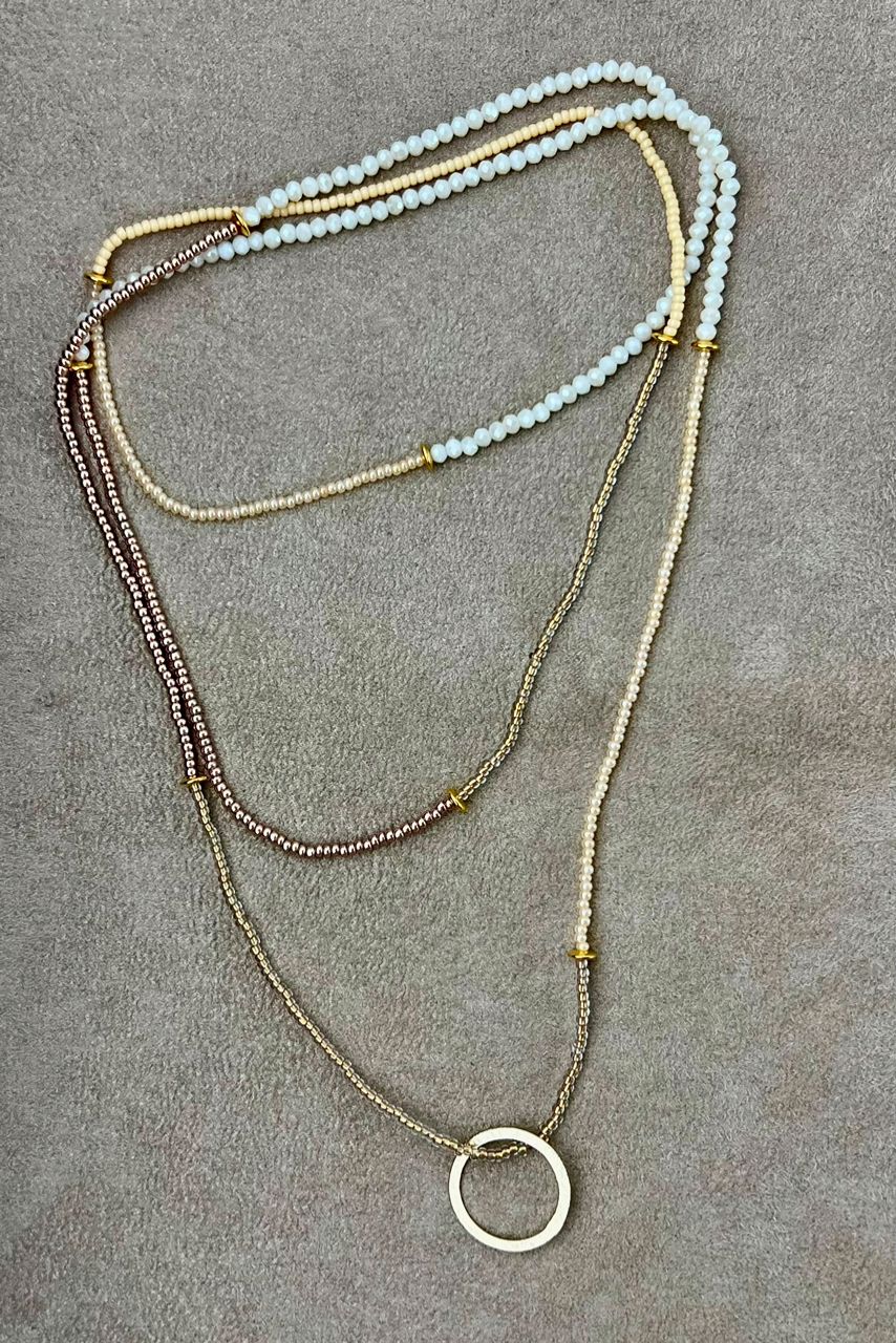 Heartstring Beaded Wrap Necklace With Ring Detail