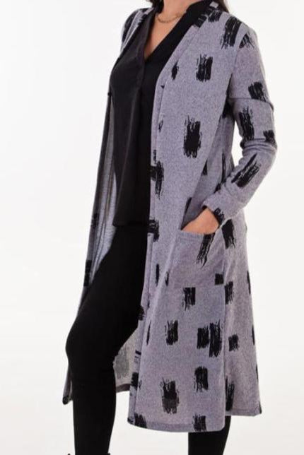 Grey & Black Bushstroke Cardi