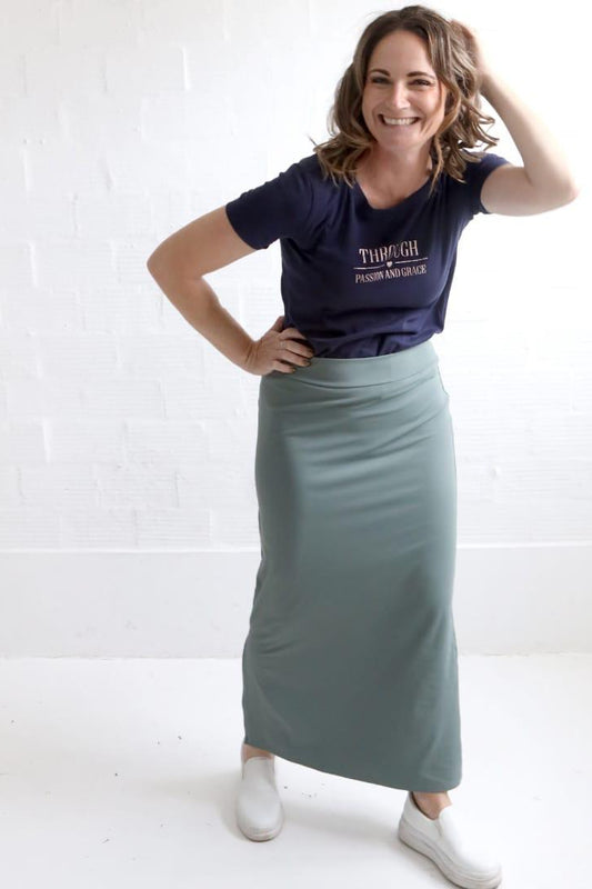 Sage Green Side Slit Skirt