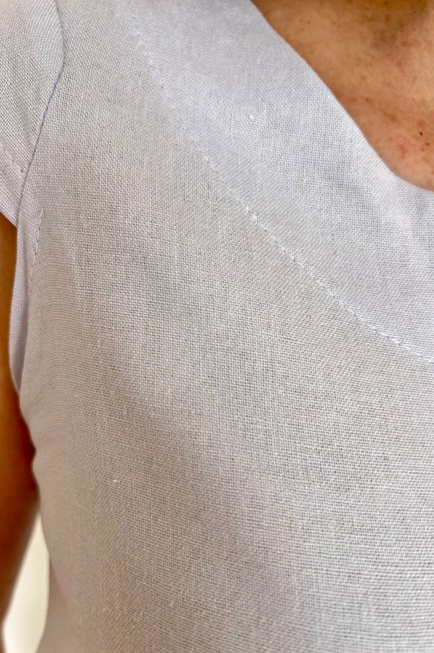 Boxy Linen Vest Cool Blue