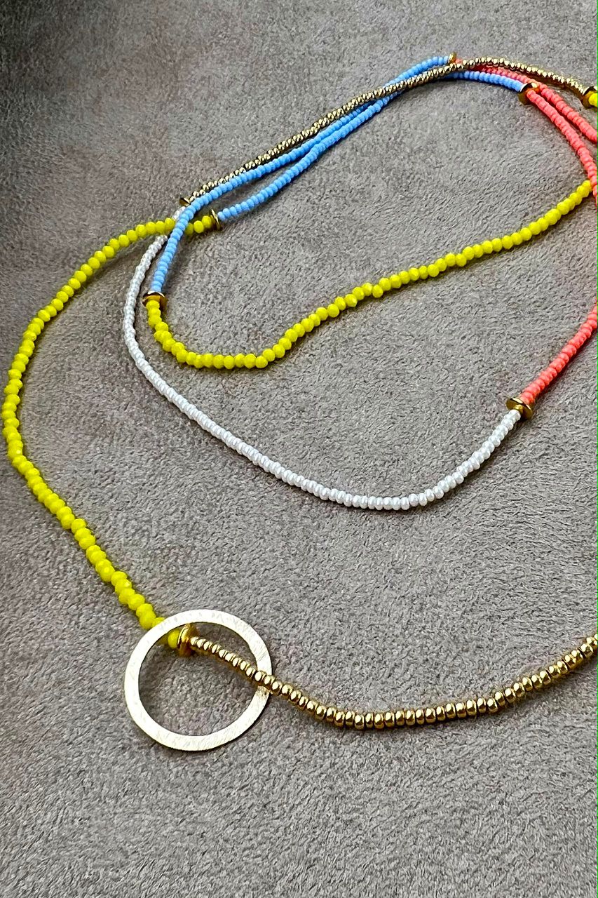 Heartstring Beaded Wrap Necklace With Ring Detail