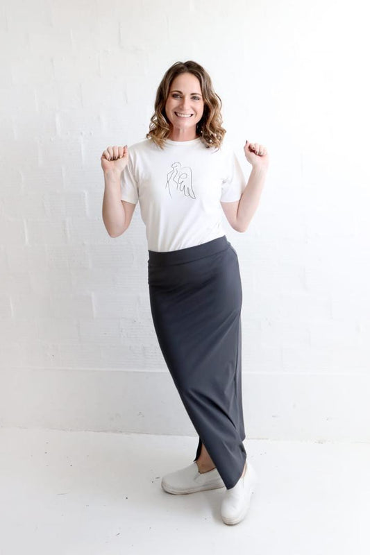 Vintage Charcoal Side Slit Skirt