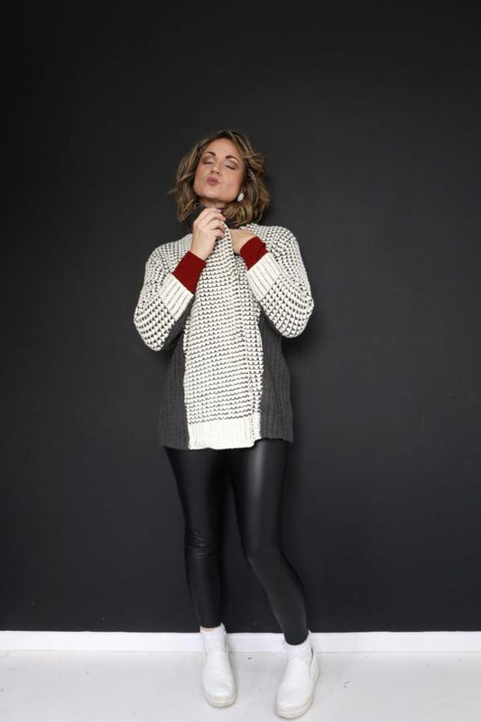 Grey Cream Knit Jacket