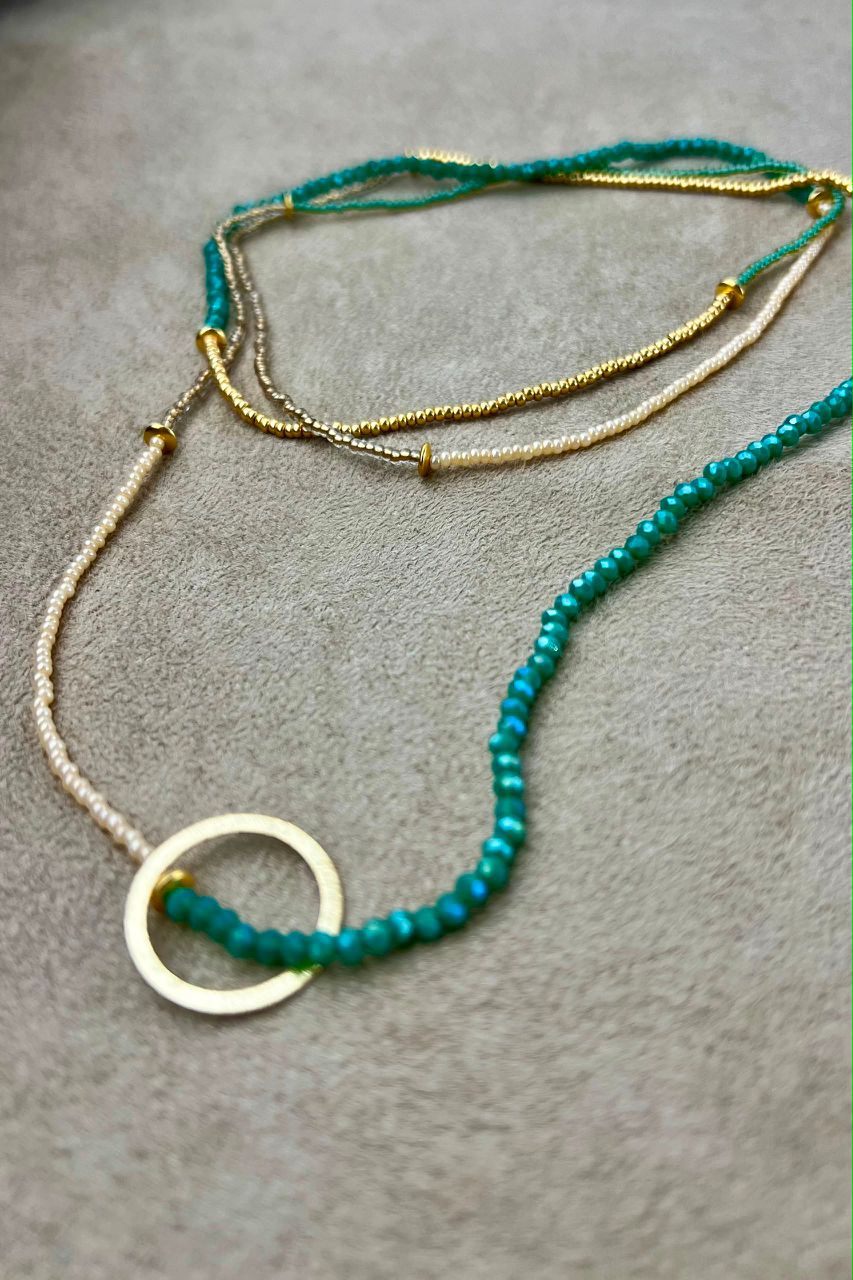 Heartstring Beaded Wrap Necklace With Ring Detail
