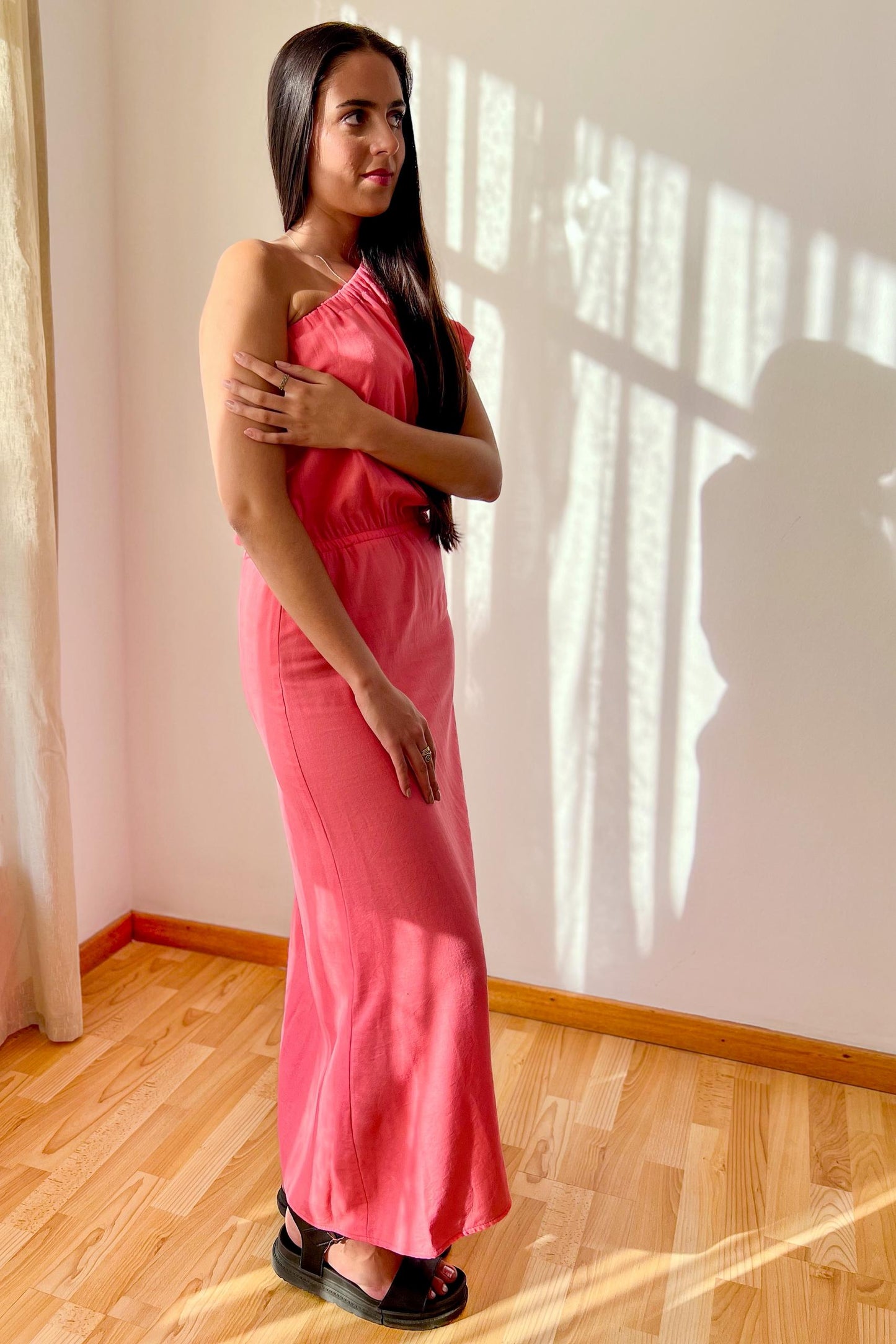 One Shoulder Dress Pink