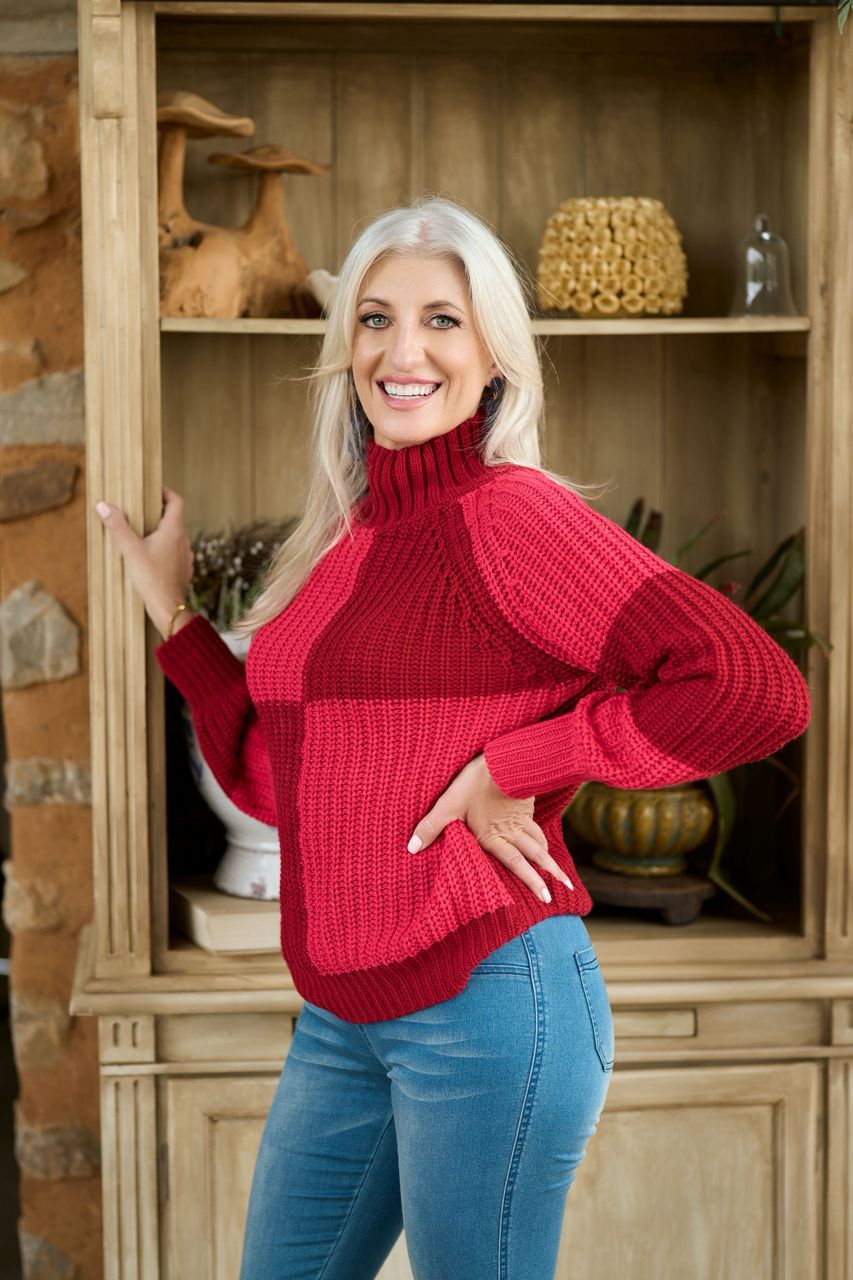 Colour Block Knit Pink/Red