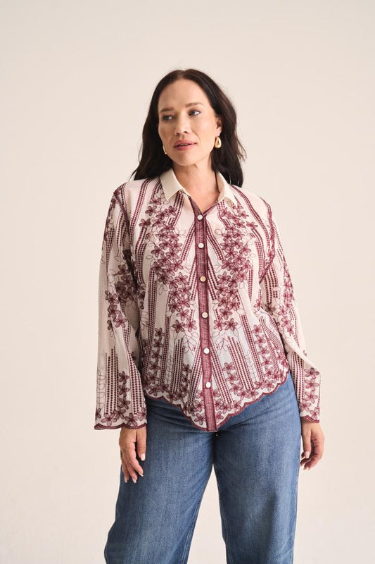 Embroided Shirt Wine