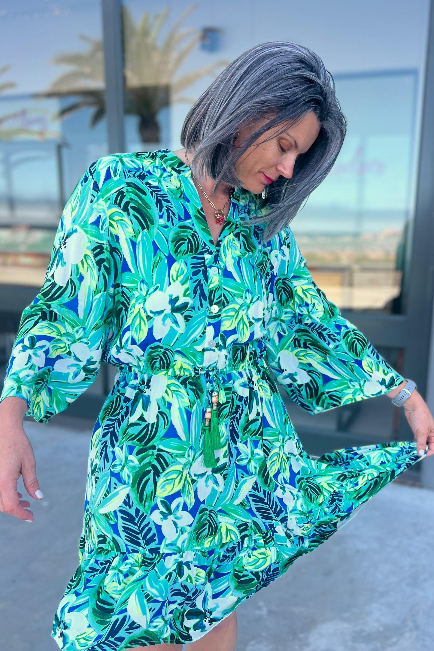 Jemiya Mini Tier Dress Tropical