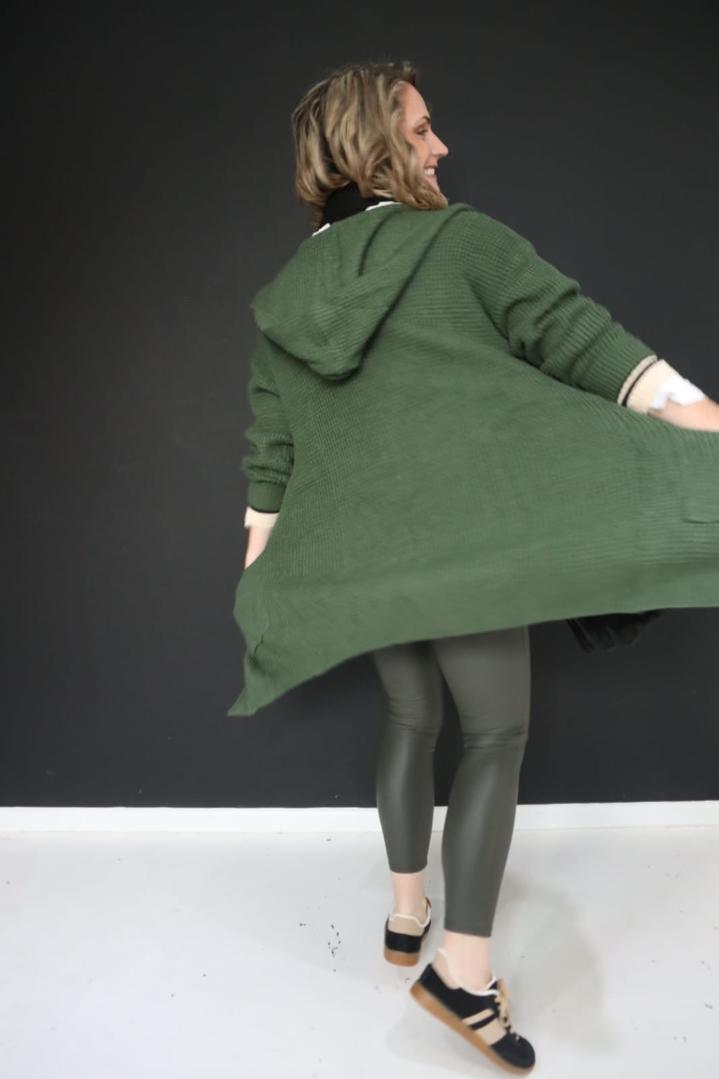 Forest Green Hoodie Cardi Knit