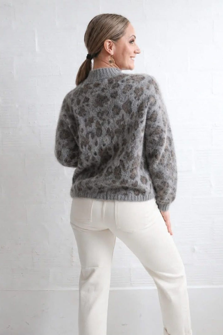 Grey Leopard Print Knit