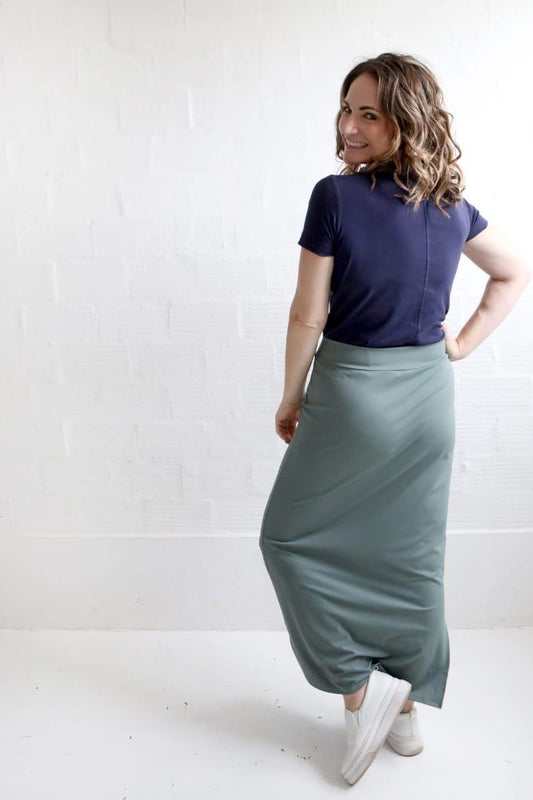 Sage Green Side Slit Skirt