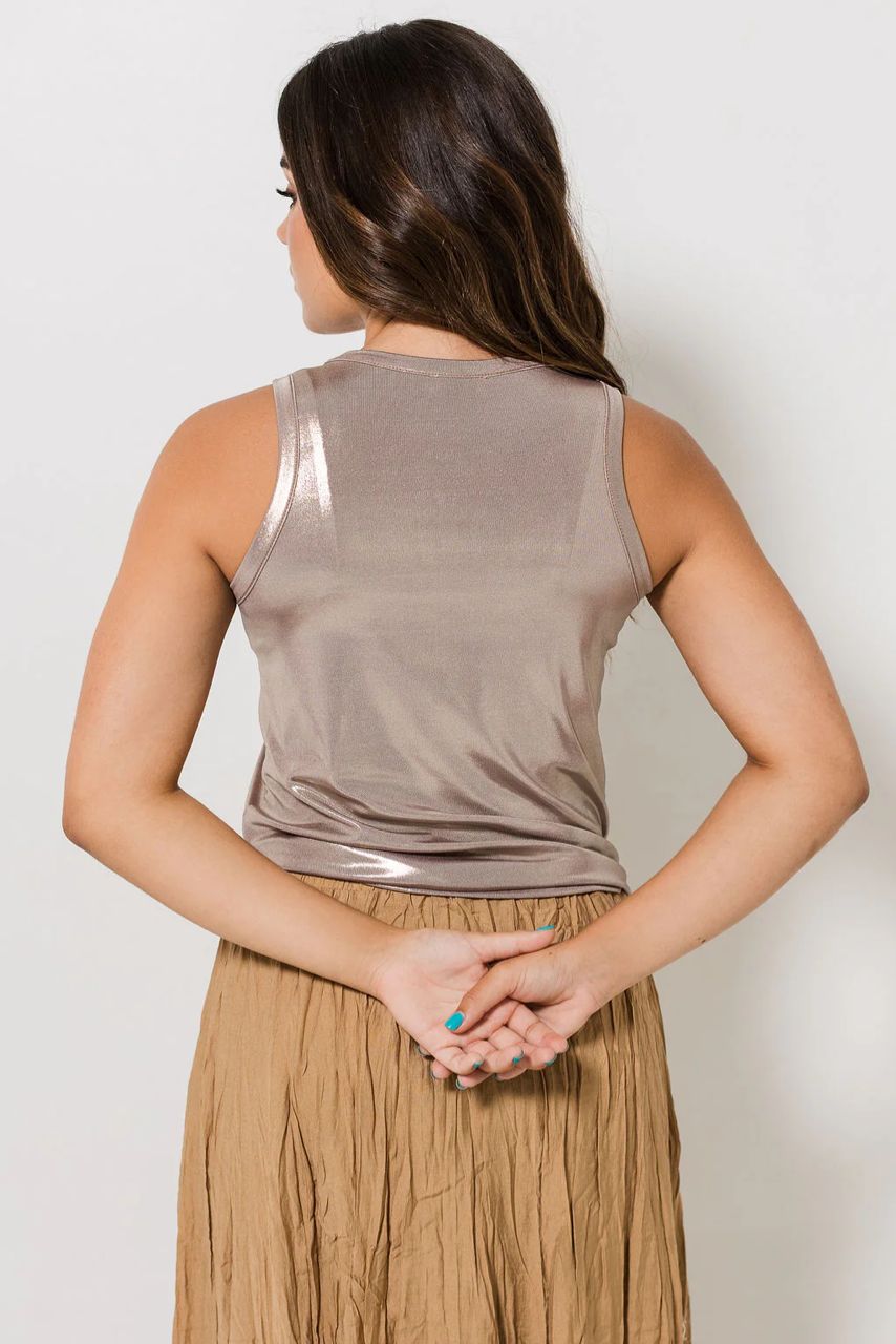 Metallic Shimmer Vest Champagne